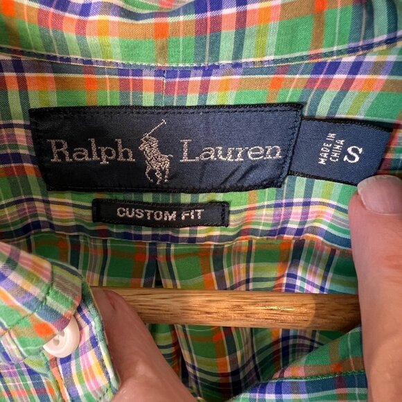 Ralph Lauren Dress Shirt Size Small Custom Fit Vintage Plaid Button Down Plaid - Picture 2 of 15